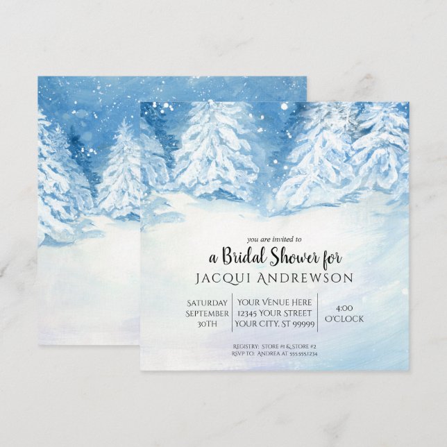Invitation Fête des mariées des arbres d'hiver en chute de ne (Devant / Derrière)