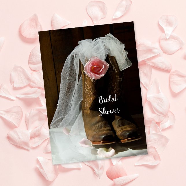 Invitation Fête des mariées des bottes de Rose et de cowboy d (Créateur téléchargé)
