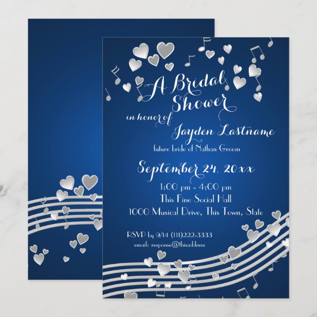 Invitation Fête des mariées des Coeurs de musique (Devant / Derrière)