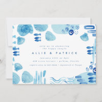 Fête des mariées des couples de coquillages bleu o