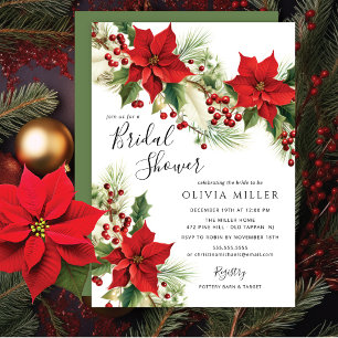 Invitation Fête des mariées des fleurs de Noël Poinsettia