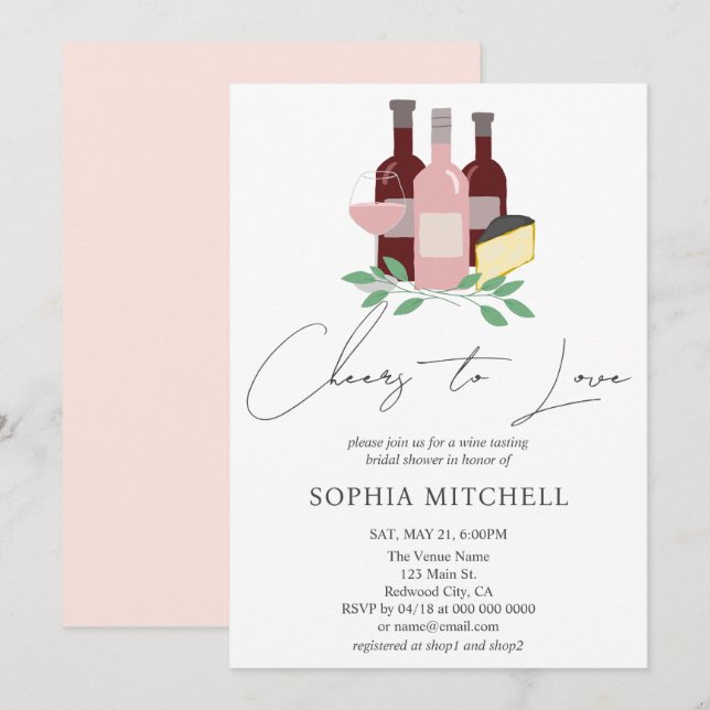 Invitation Fête des mariées des fleurs de vin (Devant / Derrière)