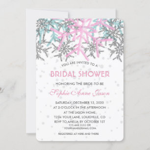 Invitation Fête des mariées des flocons d'hiver Silver Rose