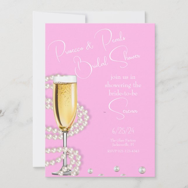 Invitation Fête des mariées des perles et des poursuites rose (Devant)