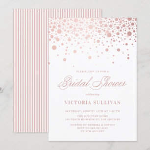 Invitation Fête des mariées des points Confetti Roses en or F