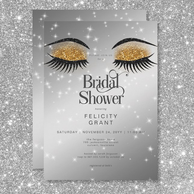Invitation Fête des mariées des yeux dorés modernes (Modern Gold Glam Eyes Bridal Shower Invitation)