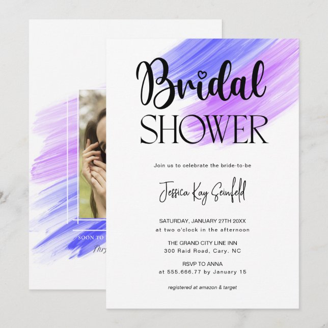 Invitation Fête des mariées design Rainbow Brush (Devant / Derrière)
