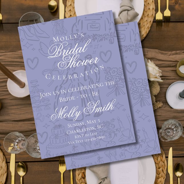 Invitation Fête des mariées d'esquisse Mariage Lavender class (Classic Wedding Sketch Art invite with modern font – perfect for engagement or bridal celebrations!)