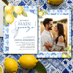 Invitation Fête des mariées d'été au citron bleu