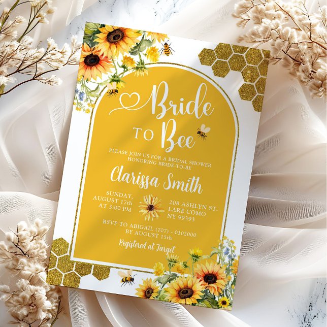 Invitation Fête des mariées d'été de tournesol à abeilles (Créateur téléchargé)