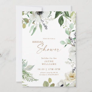 Invitation Fête des mariées d'Eucalyptus à la flore blanche