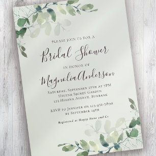 Invitation Fête des mariées d'Eucalyptus vert Sage
