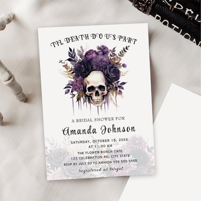 Invitation Fête des mariées d'Halloween gothique du crâne (Créateur téléchargé)