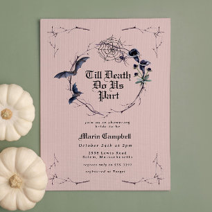 Invitation Fête des mariées d'Halloween rose éffrayant
