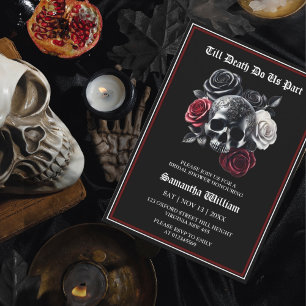 Invitation Fête des mariées d'Halloween rouge noir