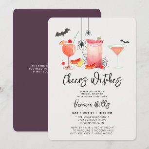 Invitation Fête des mariées d'Halloween violet de sorcières