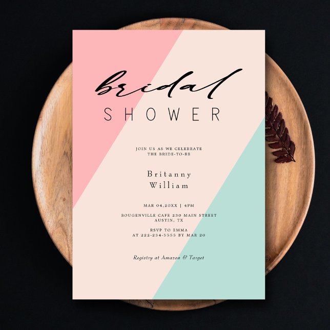 Invitation Fête des mariées d'histoire d'amour géométrique -  (Geometric Love Story Modern Script Bridal Shower Invitation)