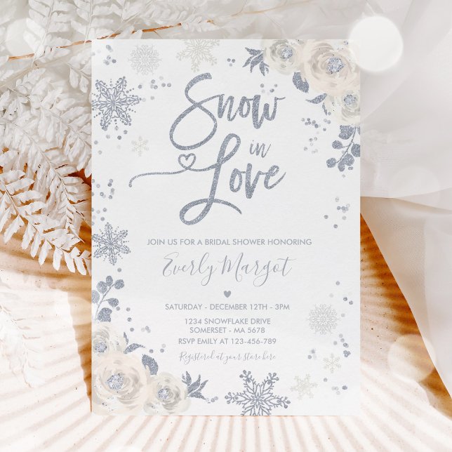 Invitation Fête des mariées d'hiver blanche et argent neige e (Créateur téléchargé)