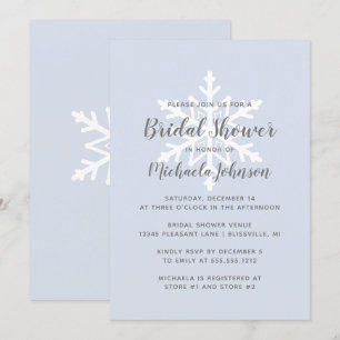 Invitation Fête des mariées d'hiver Dusty Blue Snowflake