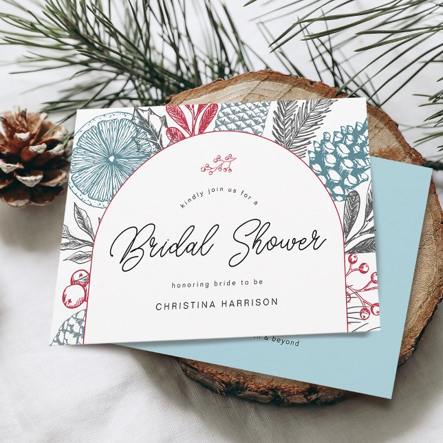Invitation Fête des mariées d'hiver moderne verdure (Modern Winter Bridal Shower Greenery Invitation)