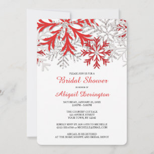 Invitation Fête des mariées d'hiver Red Silver