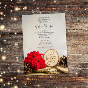 Invitation Fête des mariées d'hiver rustique Poinsettia Woodl