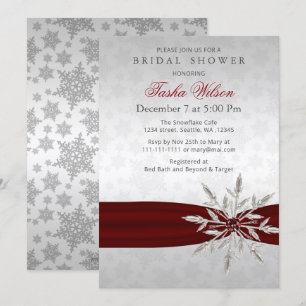 Invitation Fête des mariées d'hiver Silver Red Crystal