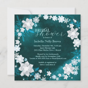 Invitation Fête des mariées d'hiver Turquoise de couronnes fl