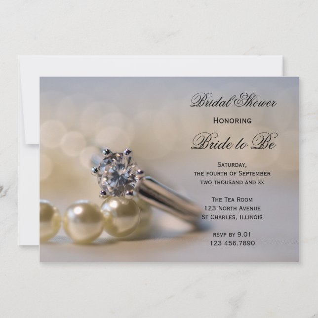 Invitation Fête des mariées Diamants et Perles (Devant)