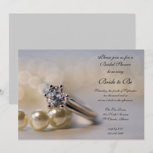 Invitation Fête des mariées Diamond Ring et Pearl (Devant / Derrière)