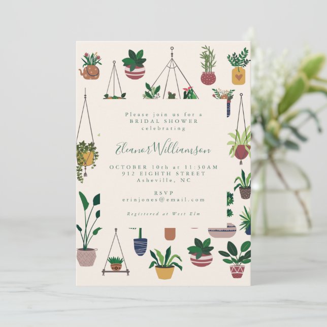 Invitation Fête des mariées d'illustration moderne de Plante  (Debout devant)