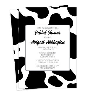 Invitation Fête des mariées d'impression de vache