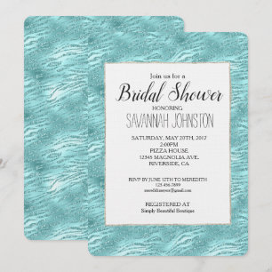 Invitation Fête des mariées d'impression Glitzy Mint Zebra