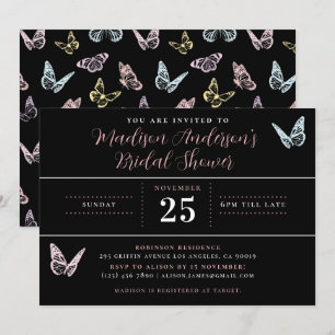 Invitation Fête des mariées d'impression moderne Black Pastel