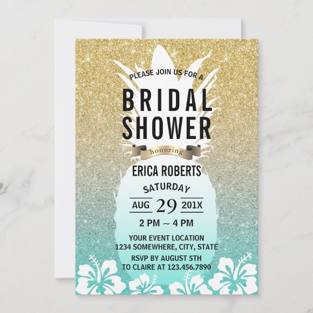 Invitation Fête des mariées d'or à fleur d'ananas tropical (Devant)