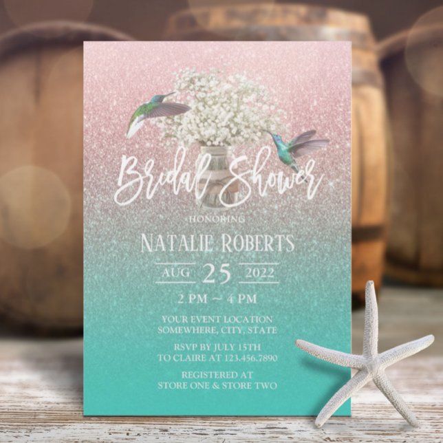Invitation Fête des mariées d'or Rose de l'oiseau-colibri de  (Créateur téléchargé)