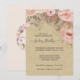 Invitation Fête des mariées d'or Rose de pêche de saumons flo