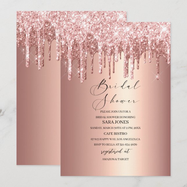 Invitation Fête des mariées d'or Rose de séchage moderne (Devant / Derrière)