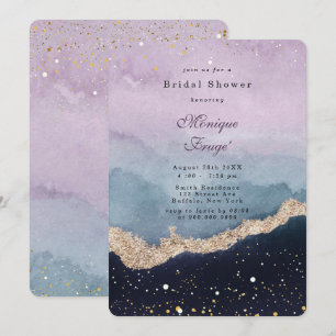 Invitation Fête des mariées d'or violet Dusty Blue Agate