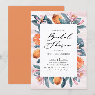 Invitation Fête des mariées d'Oranges botaniques et de fleurs