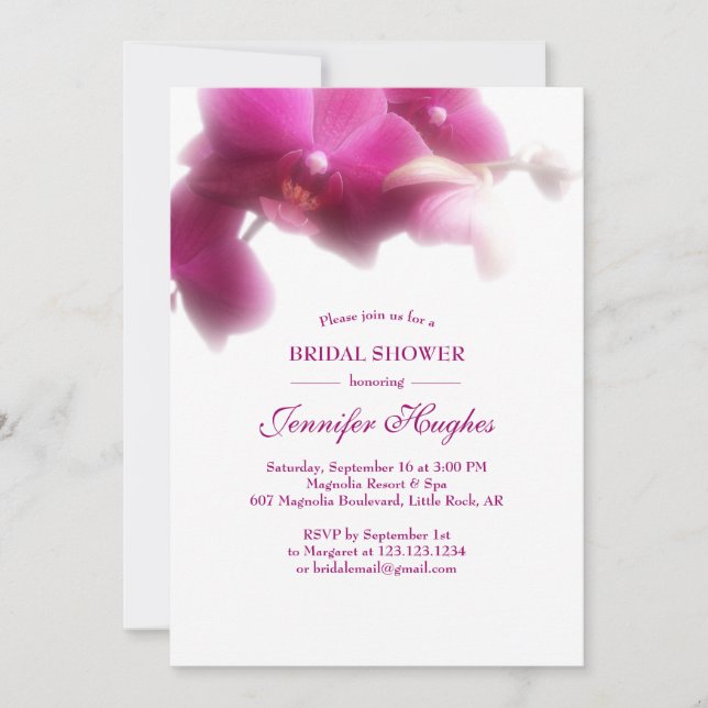 Invitation Fête des mariées d'orchidée rose florale (Devant)