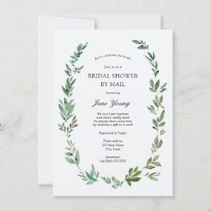 Invitation Fête des mariées du cadre de verdure aquarelle par