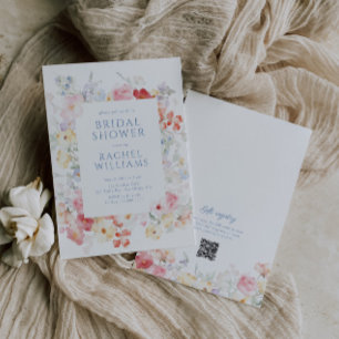Invitation Fête des mariées du code QR Soft Pastel Bloom