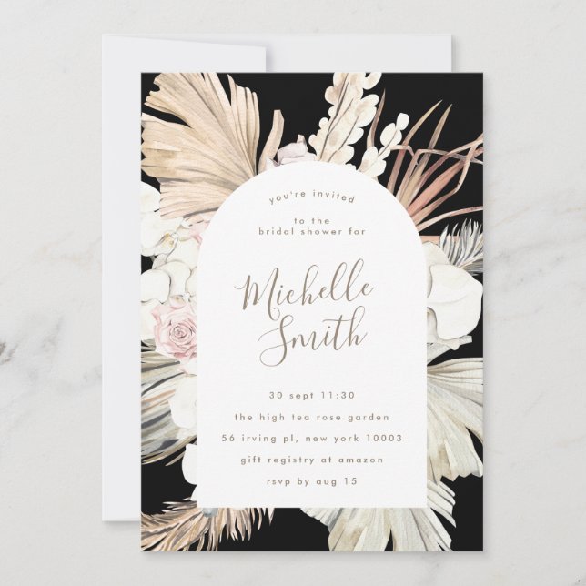 Invitation Fête des mariées du désert de Boho Black Onyx Mode (Devant)