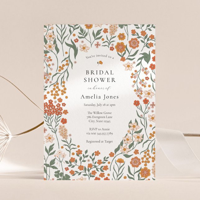 Invitation Fête des mariées du Fleur sauvage Boho Meadow (Créateur téléchargé)