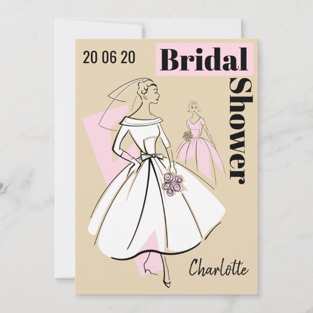 Invitation Fête des mariées du groupe Neutral de mariée de mo (Devant)