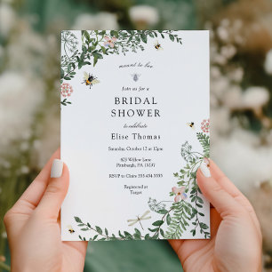 Invitation Fête des mariées du jardin aux fleurs d'abeilles