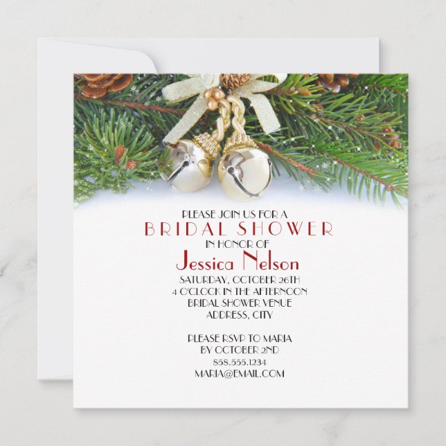 Invitation Fête des mariées du ruban de Noël de Noël de Noël (Devant)