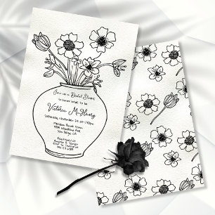 Invitation Fête des mariées du vase floral tiré à la main