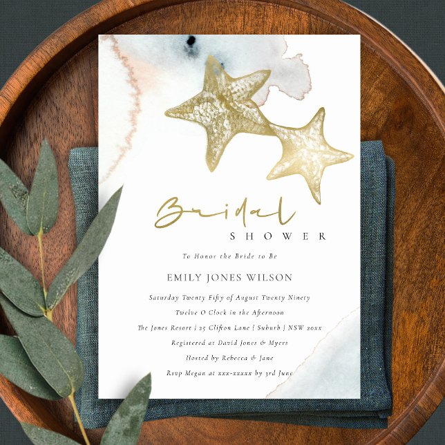 Invitation FÊTE DES MARIÉES DUSKY BLUE BEACH STARF (Créateur téléchargé)
